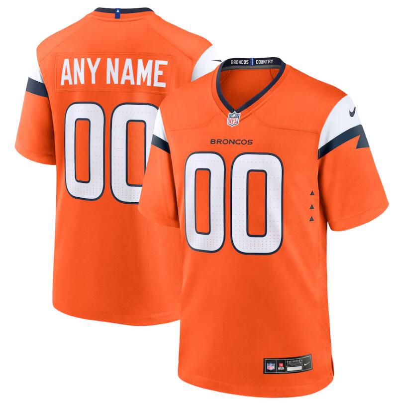 Men Denver Broncos Nike Orange Custom Game 2024 NFL Jersey